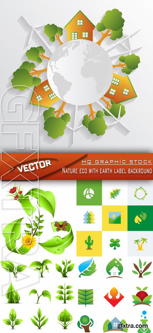 Stock Vector - Nature eco with earth label backround