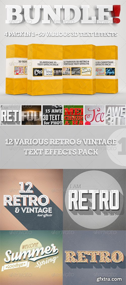 GraphicRiver Bundle - 50 Creative 3D Text Effects 7414888