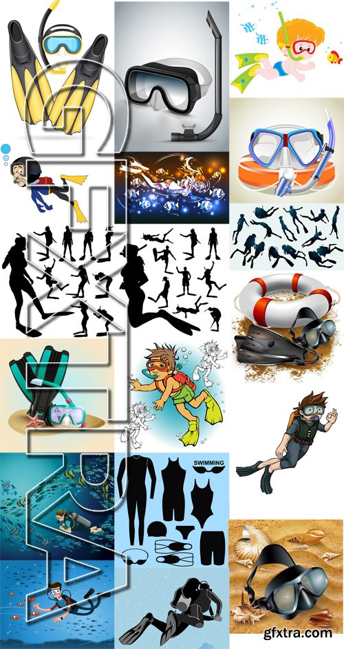 Stock Vectors - Diving, 25xEps