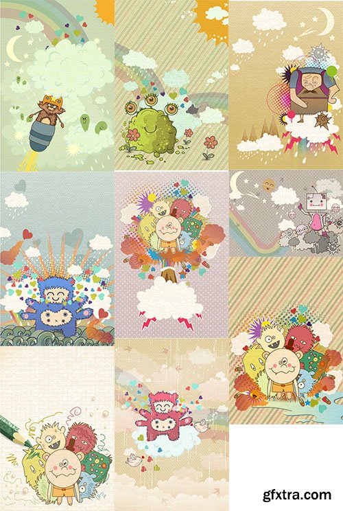 Cute Monsters Vector Pack 1