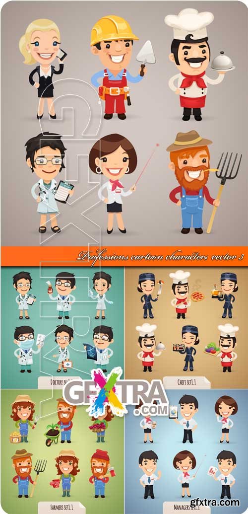 Professions cartoon characters vector 3