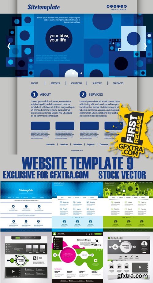 Stock Vectors - Website template 9, 25xEps