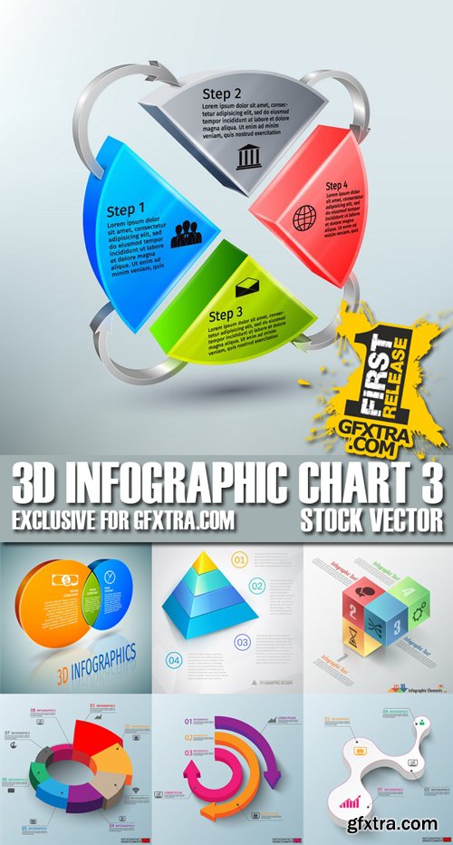 Stock Vectors - 3D Infographic Chart 3, 25xEps