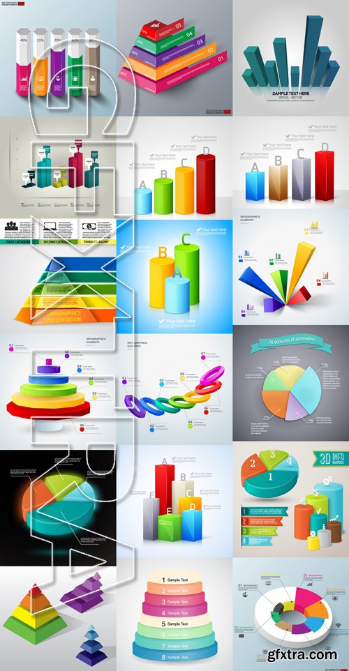 Stock Vectors - 3D Infographic Chart 3, 25xEps