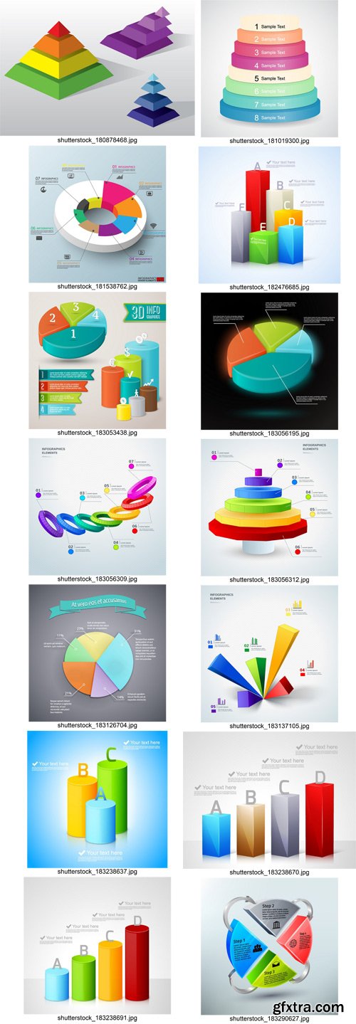 Stock Vectors - 3D Infographic Chart 3, 25xEps