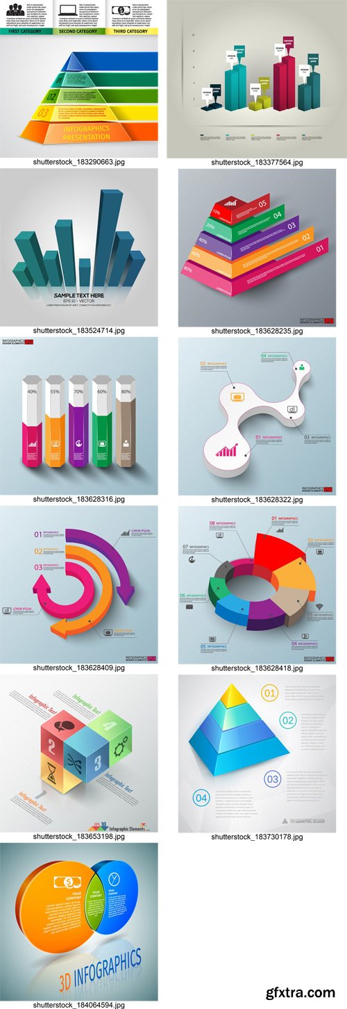 Stock Vectors - 3D Infographic Chart 3, 25xEps