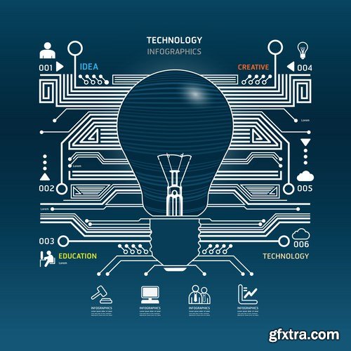 Stock Vector - Web site template design with Technology background and element