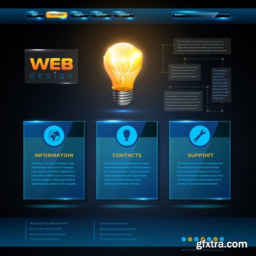 Stock Vector - Web site template design with Technology background and element