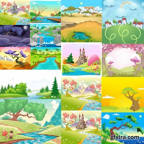 Cartoon Landscape #2 - 25 Vector