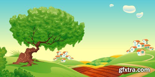 Cartoon Landscape #2 - 25 Vector