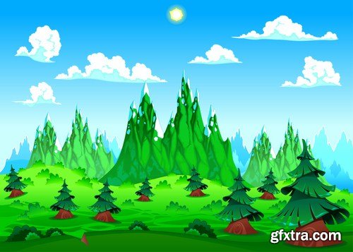 Cartoon Landscape #2 - 25 Vector