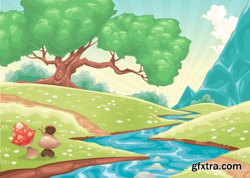 Cartoon Landscape #2 - 25 Vector