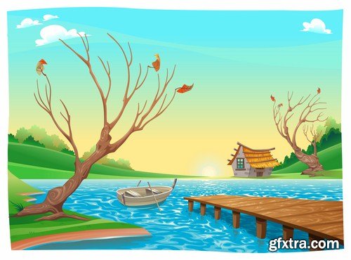 Cartoon Landscape #2 - 25 Vector