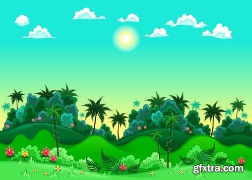 Cartoon Landscape #2 - 25 Vector