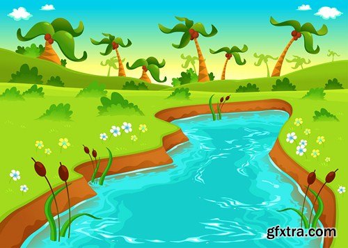 Cartoon Landscape #2 - 25 Vector