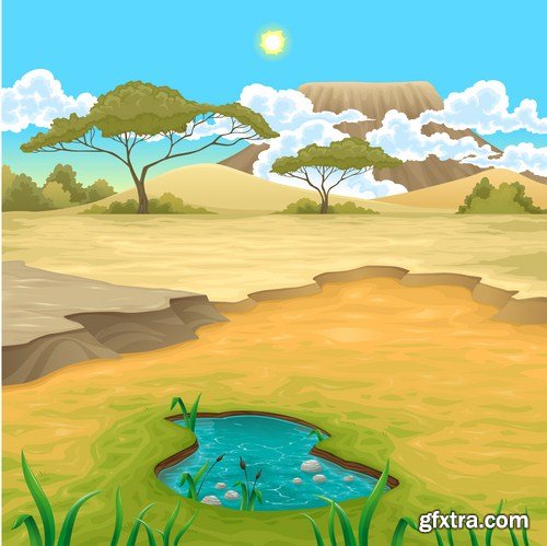 Cartoon Landscape #2 - 25 Vector