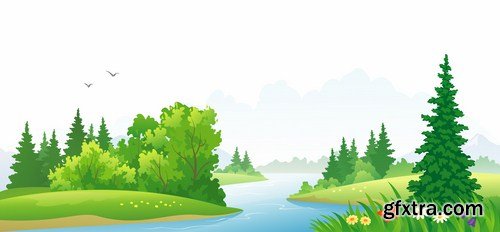 Cartoon Landscape #2 - 25 Vector