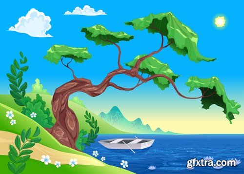 Cartoon Landscape #2 - 25 Vector