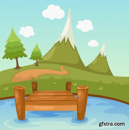 Cartoon Landscape #2 - 25 Vector