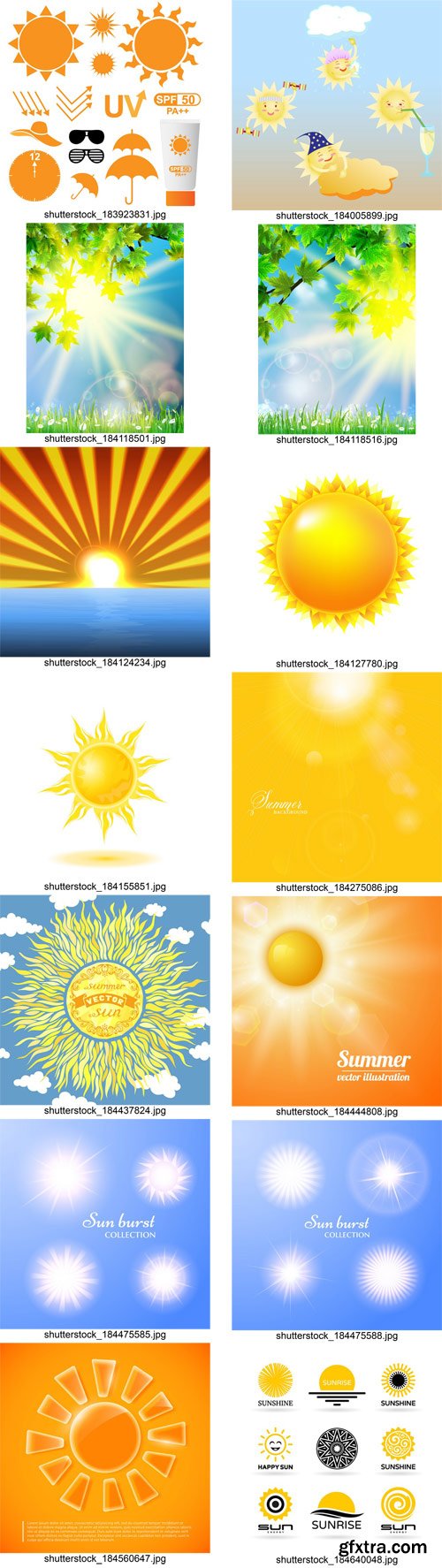 Stock Vectors - Sun, Summer, Rays., 25xEps