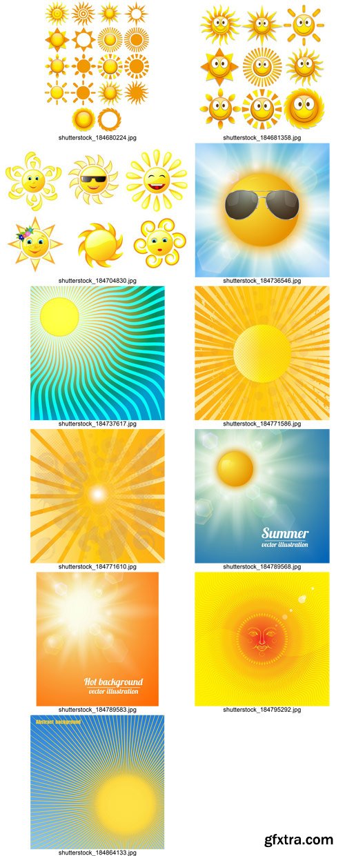 Stock Vectors - Sun, Summer, Rays., 25xEps