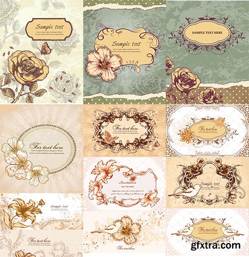 Vintage Frames Vector Pack 4