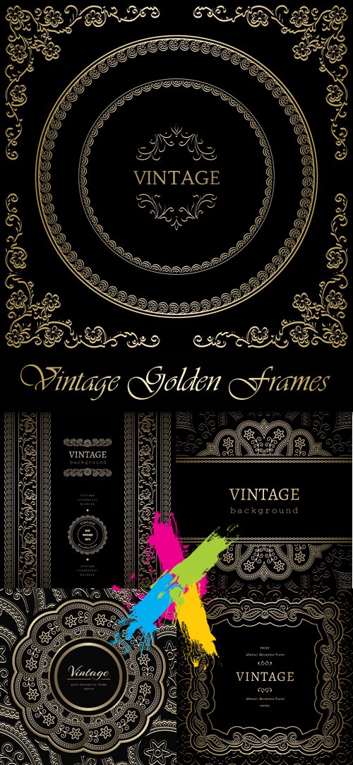 Vintage Decorative Golden Frames Vector