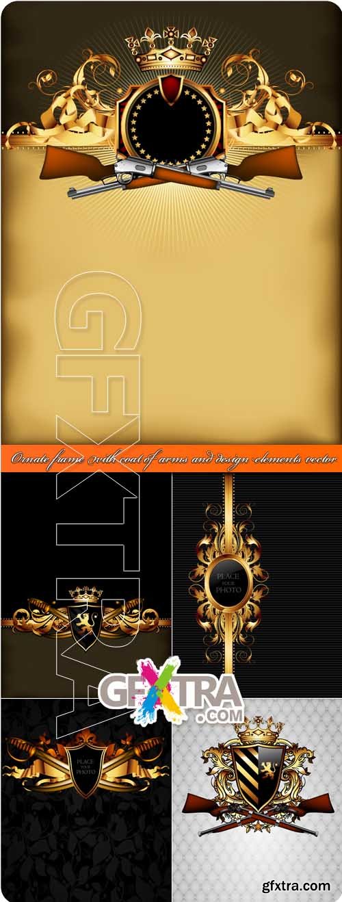 Ornate frame with coat of arms and design elements vector