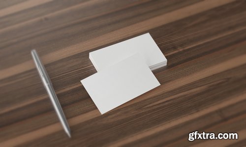 Business Card Mockup with Pen