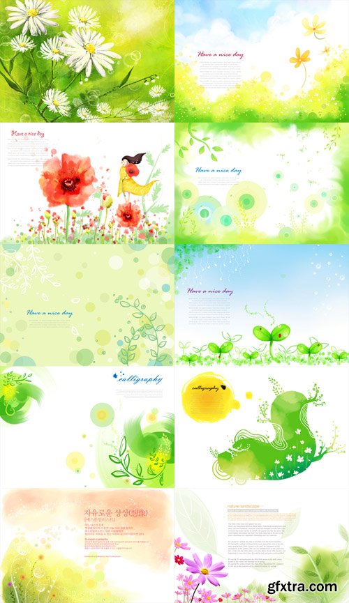 10 Spring Floral PSD Backgrounds - Have a Nice Day