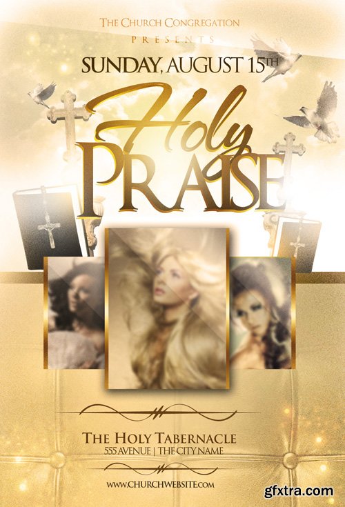 Holy Praise Gold Flyer Template