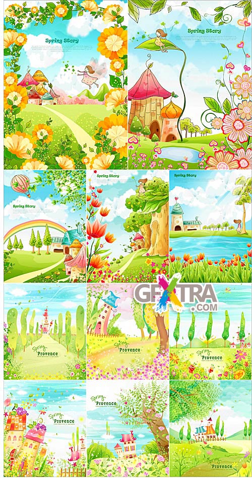 Cartoon spring illustrations