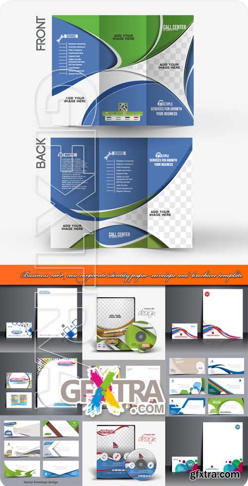 Business card DVD case corporate identity paper envelope and brochure template vector