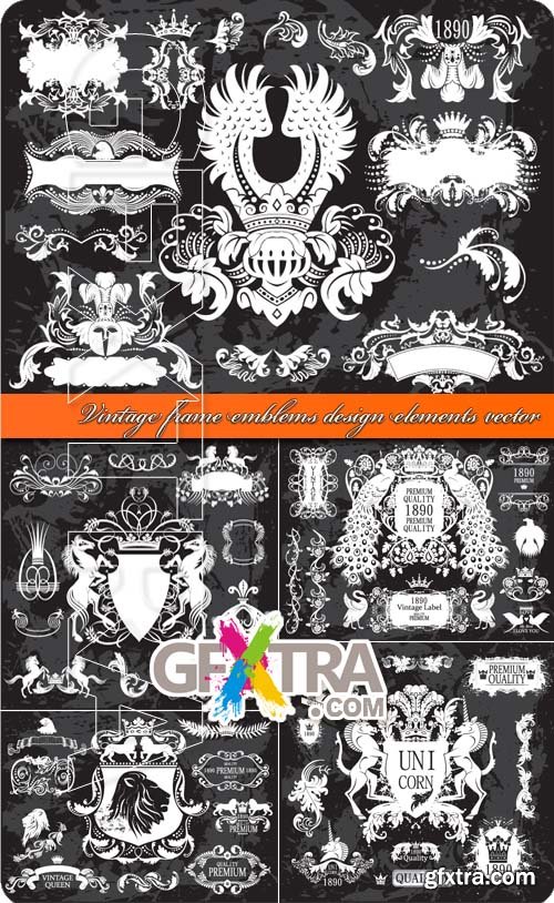 Vintage frame emblems design elements vector