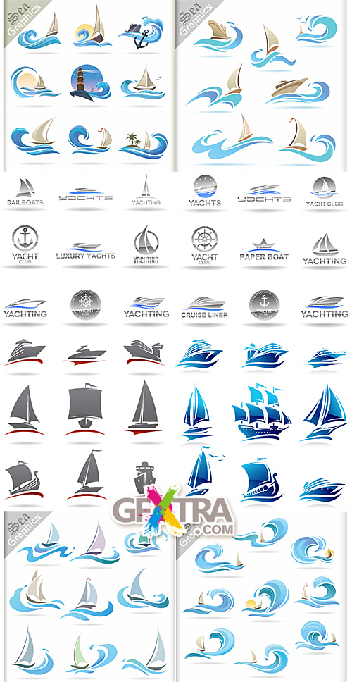 Sea logo icons - waves and bots