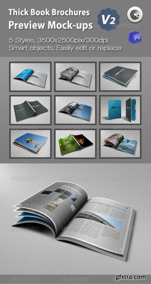 GraphicRiver - Thick Book Brochures Preview Mock-Ups V2 -