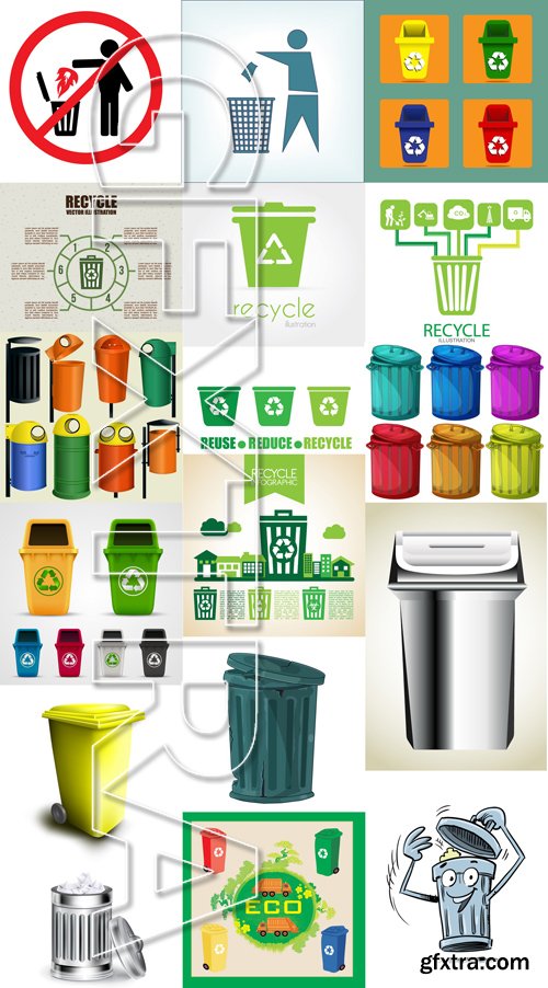 Stock Vectors - Trash Can, 25xEps