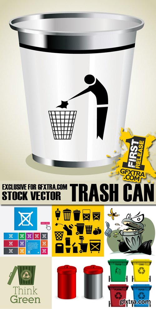 Stock Vectors - Trash Can, 25xEps