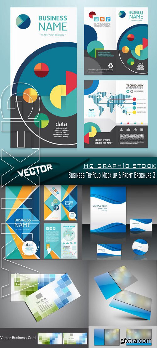 Stock Vector - Business Tri-Fold Mock up & Front Brochure 3