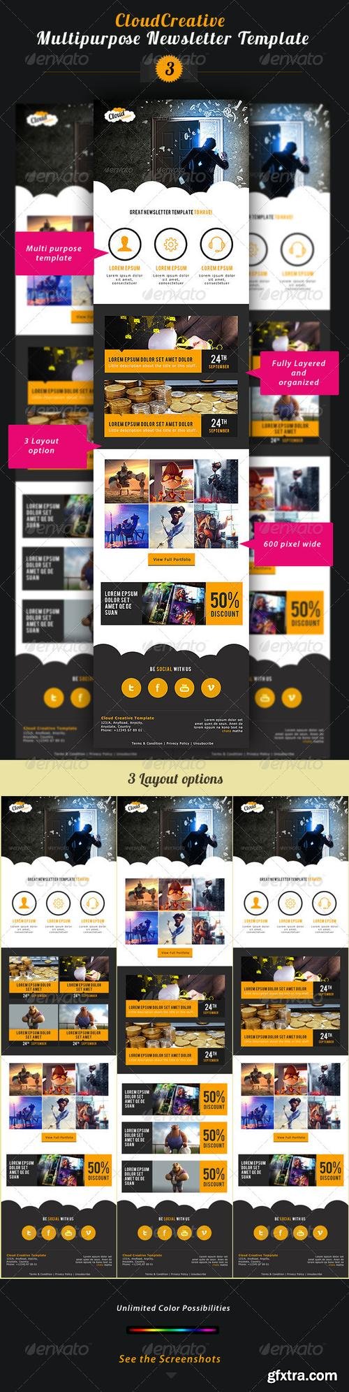 GraphicRiver - Cloud Creative Multipurpose E-newsletter Template - 5716135