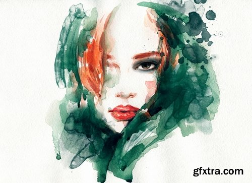 Watercolor Beautiful woman - 25 HQ Jpg