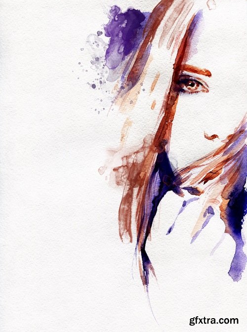 Watercolor Beautiful woman - 25 HQ Jpg