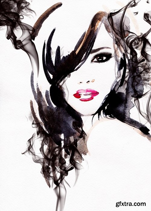 Watercolor Beautiful woman - 25 HQ Jpg