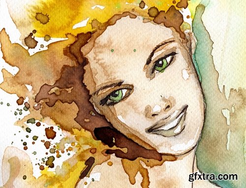 Watercolor Beautiful woman - 25 HQ Jpg