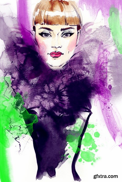 Watercolor Beautiful woman - 25 HQ Jpg