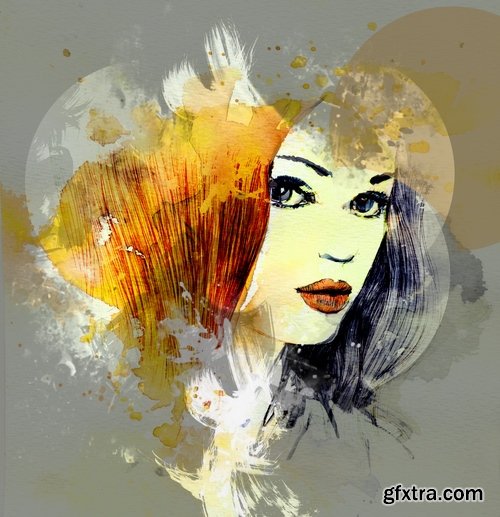 Watercolor Beautiful woman - 25 HQ Jpg