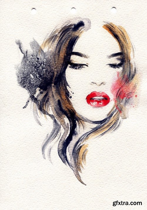 Watercolor Beautiful woman - 25 HQ Jpg