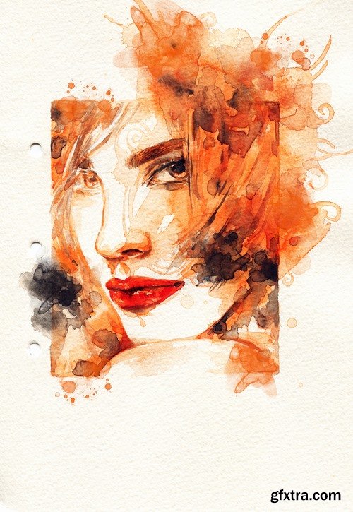 Watercolor Beautiful woman - 25 HQ Jpg