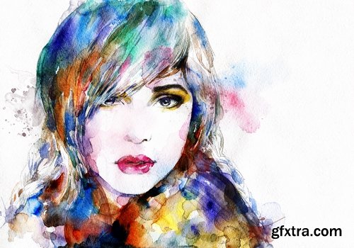 Watercolor Beautiful woman - 25 HQ Jpg