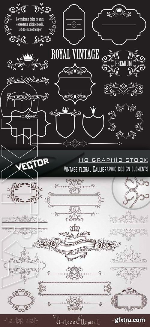 Stock Vector - Vintage floral Calligraphic design elements 3